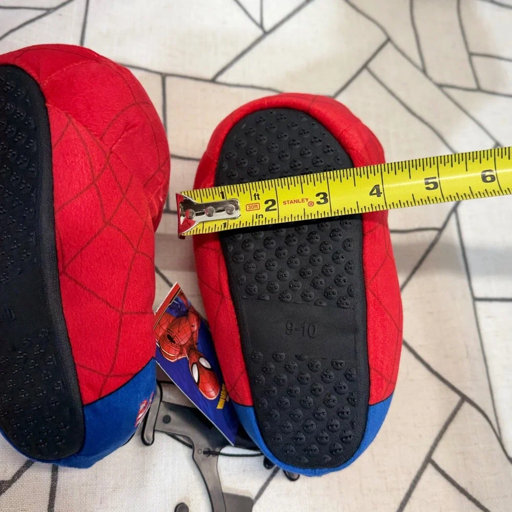 Marvel Spider-Man Slippers Size‎ 9/10 Red Blue Toddler Boys Plush House Shoes